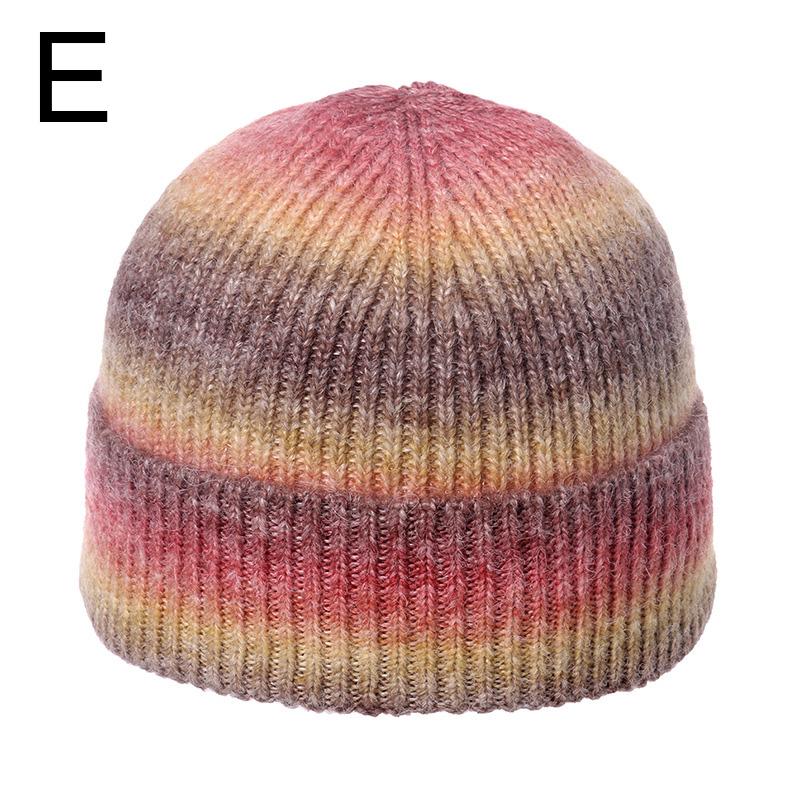 1Pc Ski Caps Thicken Knitted Hat Winter Hip Hop Slouchy Women/Men Soft Harajuku Style Outdoor Tie Dye Color