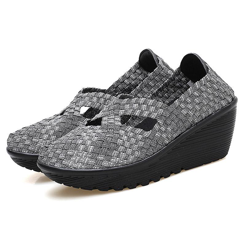 Женские туфли на платформе, новые весенне-летние повседневные женские плетеные туфли, дышащие женские плетеные туфли ручной работы, кроссовки