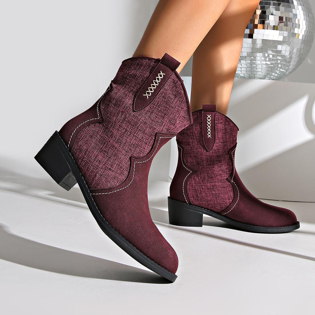 Женские сапоги осень-зима новые повседневные ковбойские ботильоны женские ретро ковбойские туфли на высоком каблуке для женщин Zapatos De Mujer