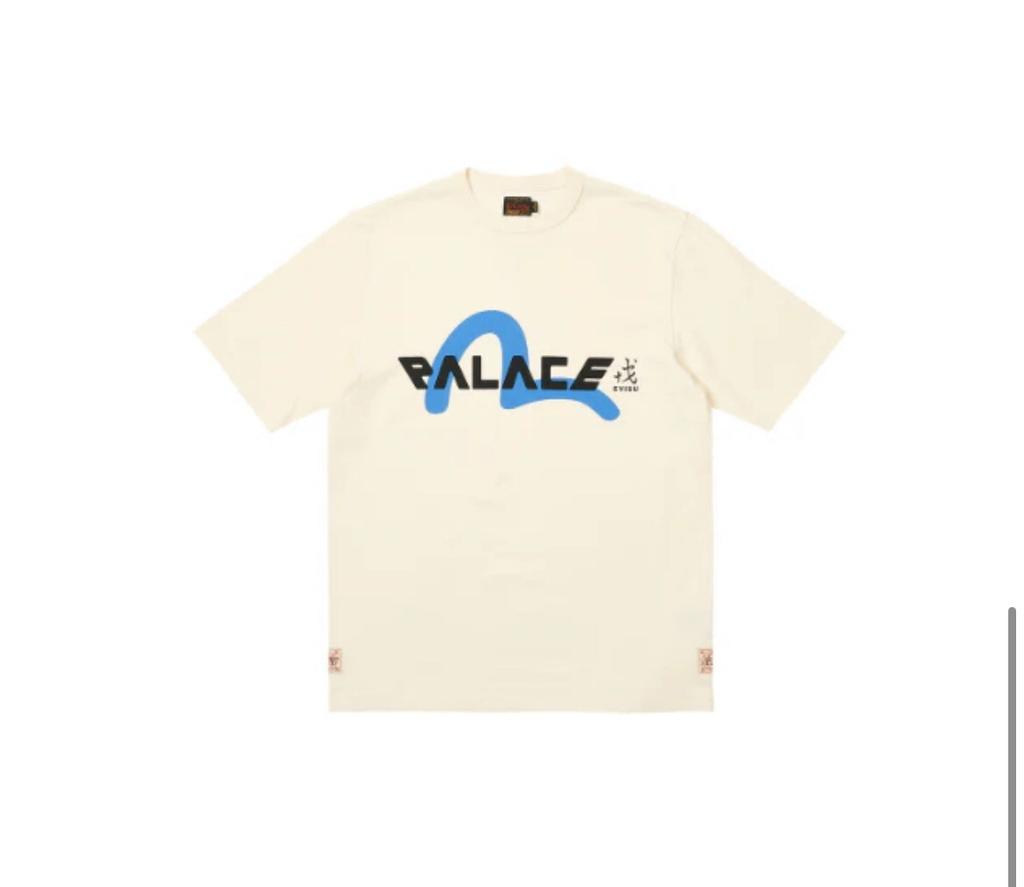 Футболка Palace X Evisu - Бежевый/Синий XL - В наличии Готова к отправке Унисекс Футболка