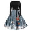 Women's Fashion Vintage Long Sleeve Round Neck Christmas Printed Evening Party Dresses Dresses