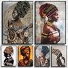 Africane Girl Africa Art Painted Canvas Painting Abstract Beautiful African Woman Wall Art Posters and Prints Living Room Decor