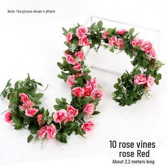 Artificial Rose Vine for Living Room Decoration, Air Duct Cover, Plastic Flower Garland