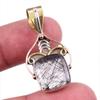 Natural Black Rutile 925 Solid Sterling Silver Jewelry TwoTone Pendant 1.5" H2H04