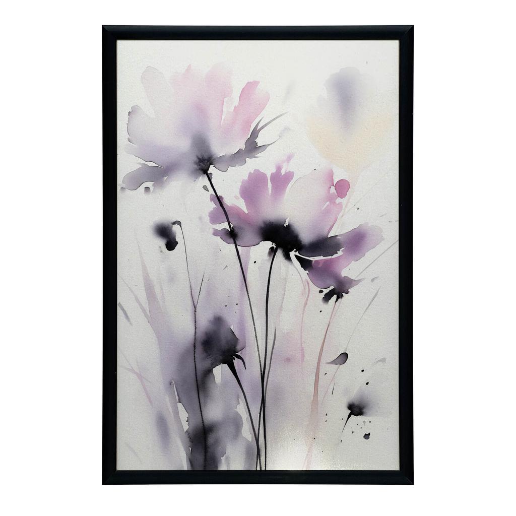 Delikatne Kwiaty Akwarelowe Delikatne Kwiaty Akwarelowe, 50X70 Cm, Rama Aluminiowa Czarna, Papier Matowy 230 Gsm