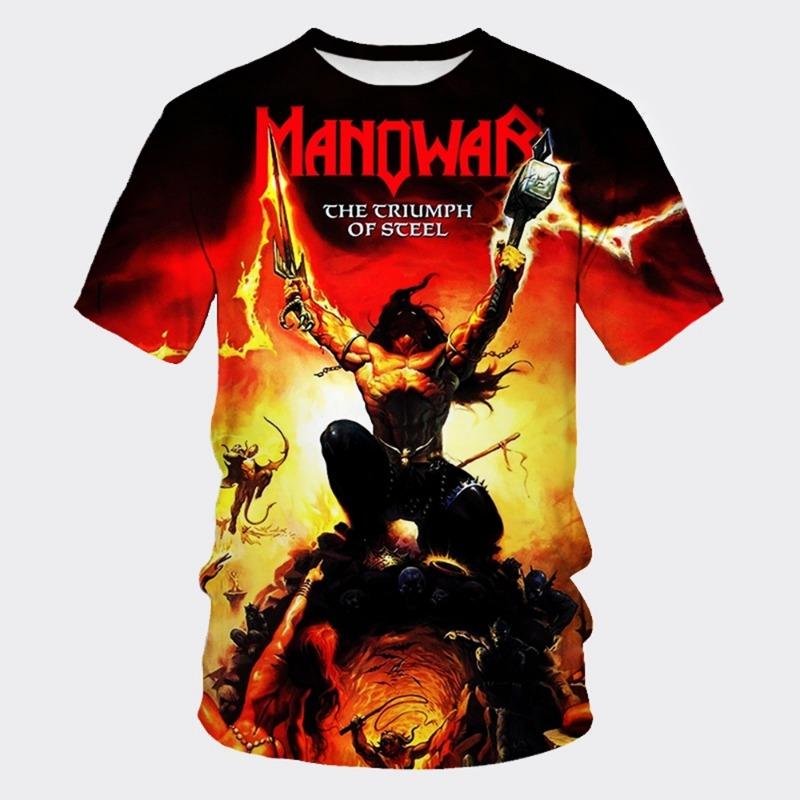 MANOWAR Рок Хип-хоп Группа 3D Принт Спортивная Быстросохнущая Дышащая Мужская Футболка Уличная Повседневная Мода Одежда с Коротким Рукавом Лето