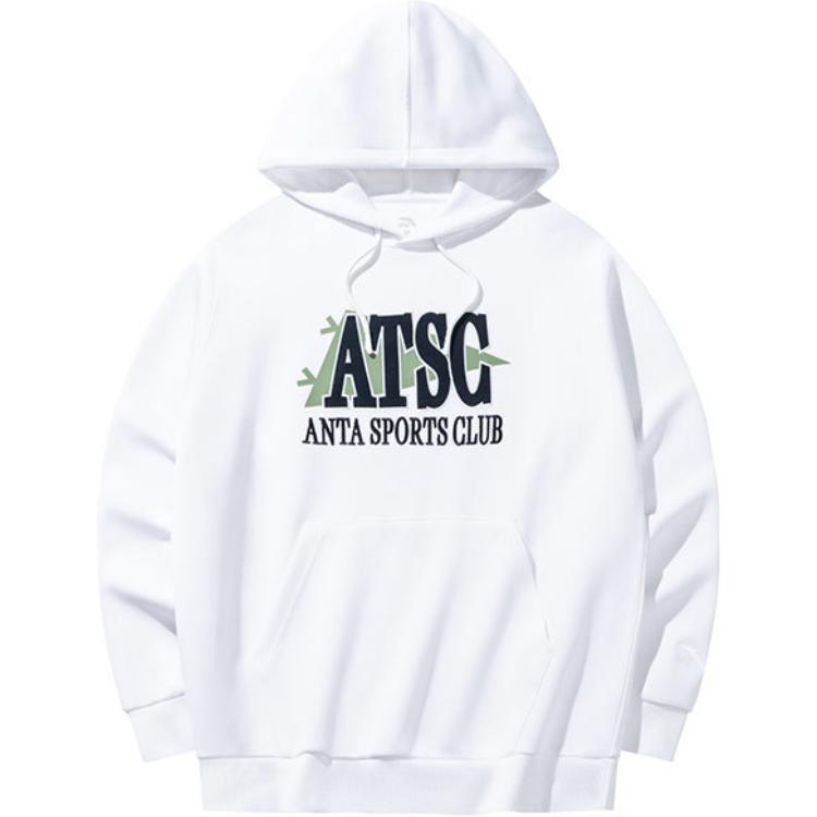 Anta Lifestyle Series Hooded Pullover Long Sleeve Sweatshirt Men Sweatshirt Snow-White 152438703-1