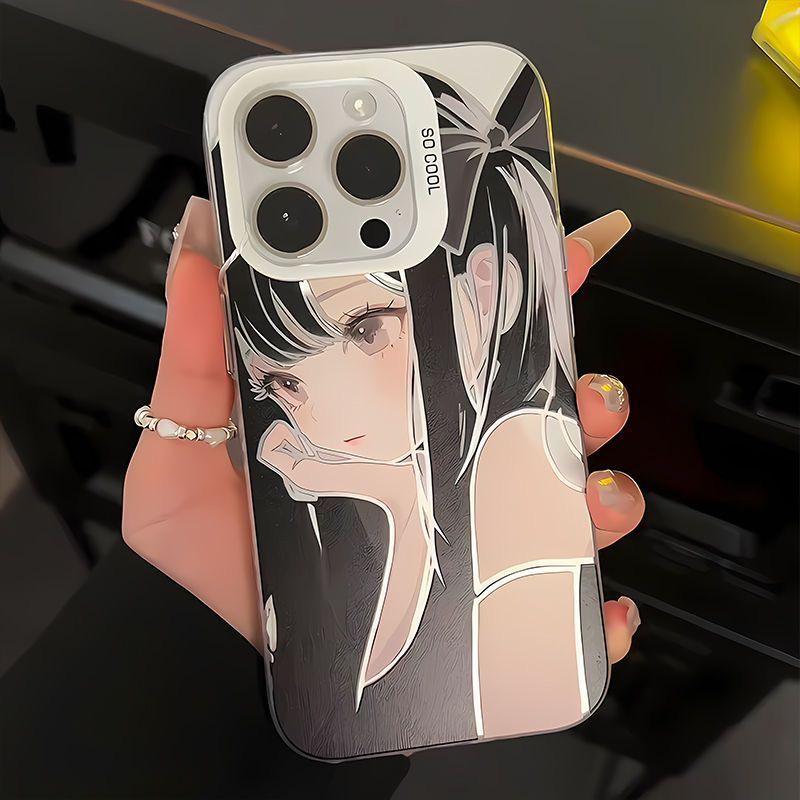 Чехол для телефона с изображением черноволосой девушки для Apple iPhone X-XS-XR-XS Max-11-12-13-14-15-7P-8P-14 Plus