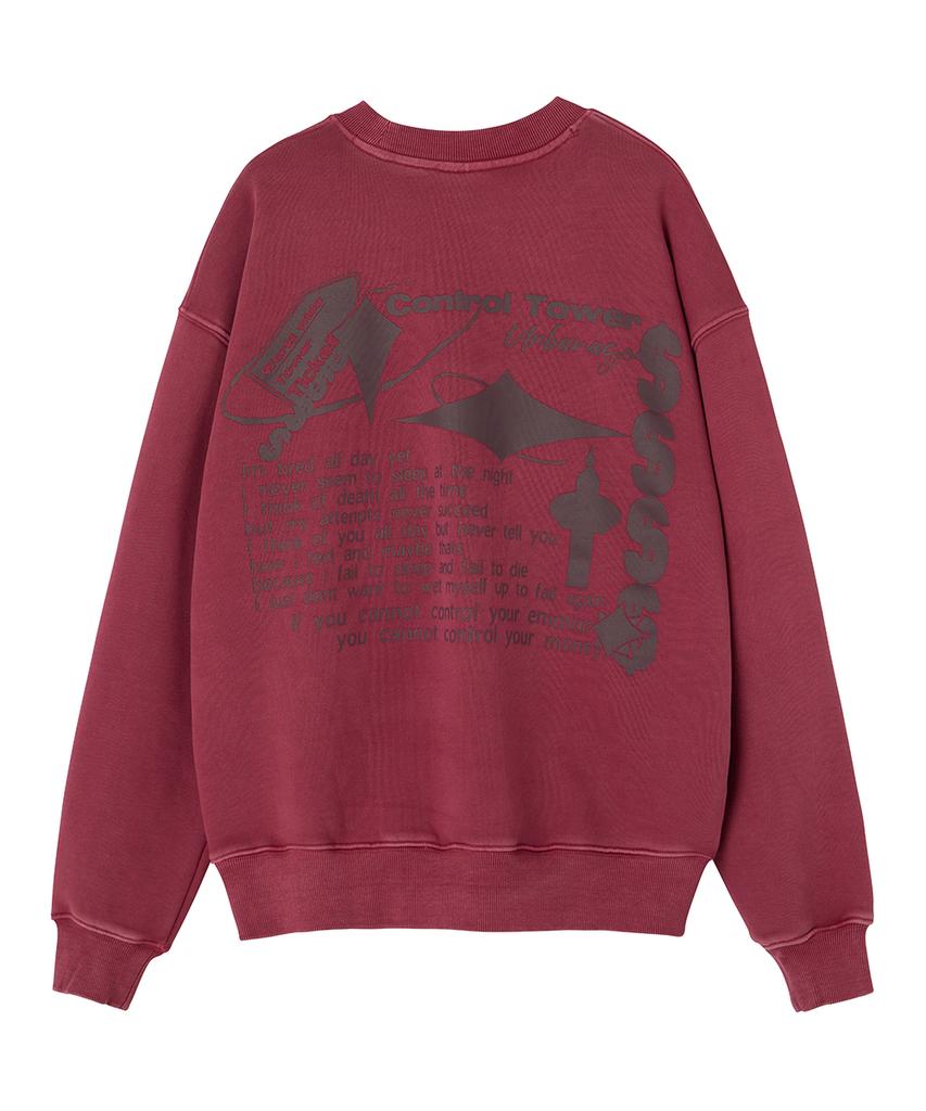 URBANAGE Control Tower Pigment Oversized Sweatshirt Pink