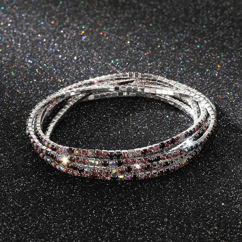 5Pcs/Lot Elastic Crystal Bracelets 2mm Charming Gold Color Crystal Rhinestones Metal Bangle Bracelet Jewelry DIY Gift