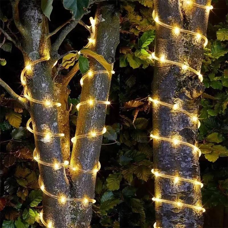 Solar Powered LED String Lights, 50/100/200/300 LEDs Christmas Fairy Rope Lights Tube Lights 8 Modes for Patio Garden Decor