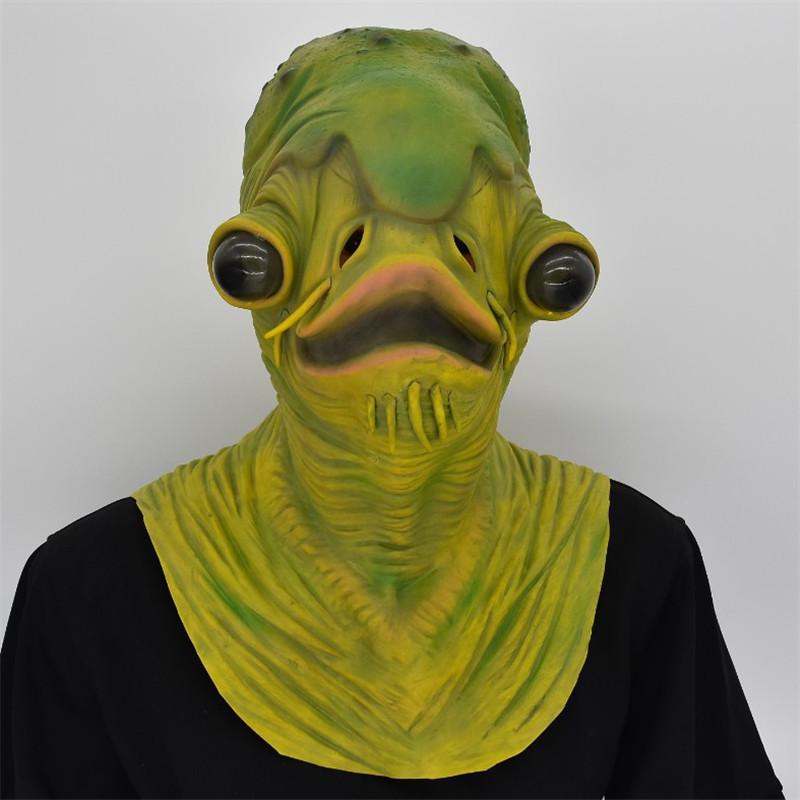 Маска латексного монстра-рыбы на Хэллоуин с перчатками для костюмированной ролевой игры и хоррор-мероприятий