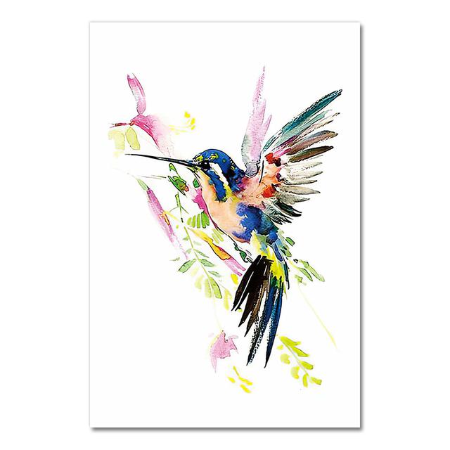 Красочные абстрактные колибри сбор меда плакат настенное искусство холст картина акварелью картина гостиная домашний декор