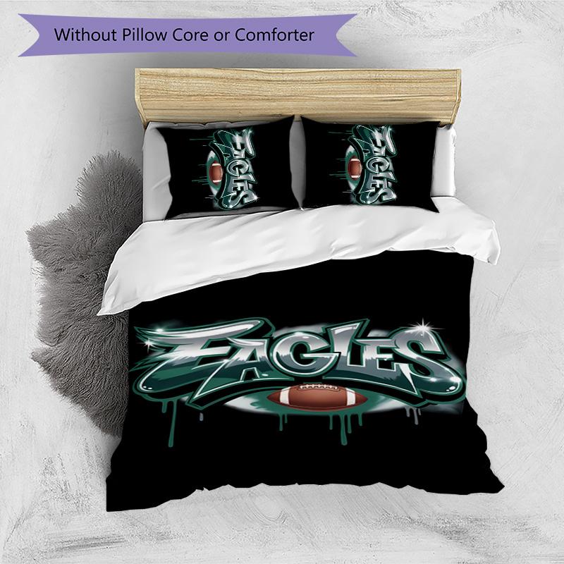 3pcs Philadelphia Eagles LOGO pattern bedding set duvet cover set includes duvet cover &pillowcases,perfect all season bedroom decoration&gift