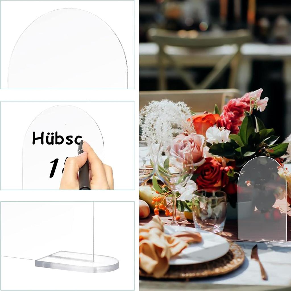 5/10/20Pcs Clear Acrylic Arch Sign with Stand Blank Name Tags Wedding Table Number Holder Place Card Party Wedding Decoration