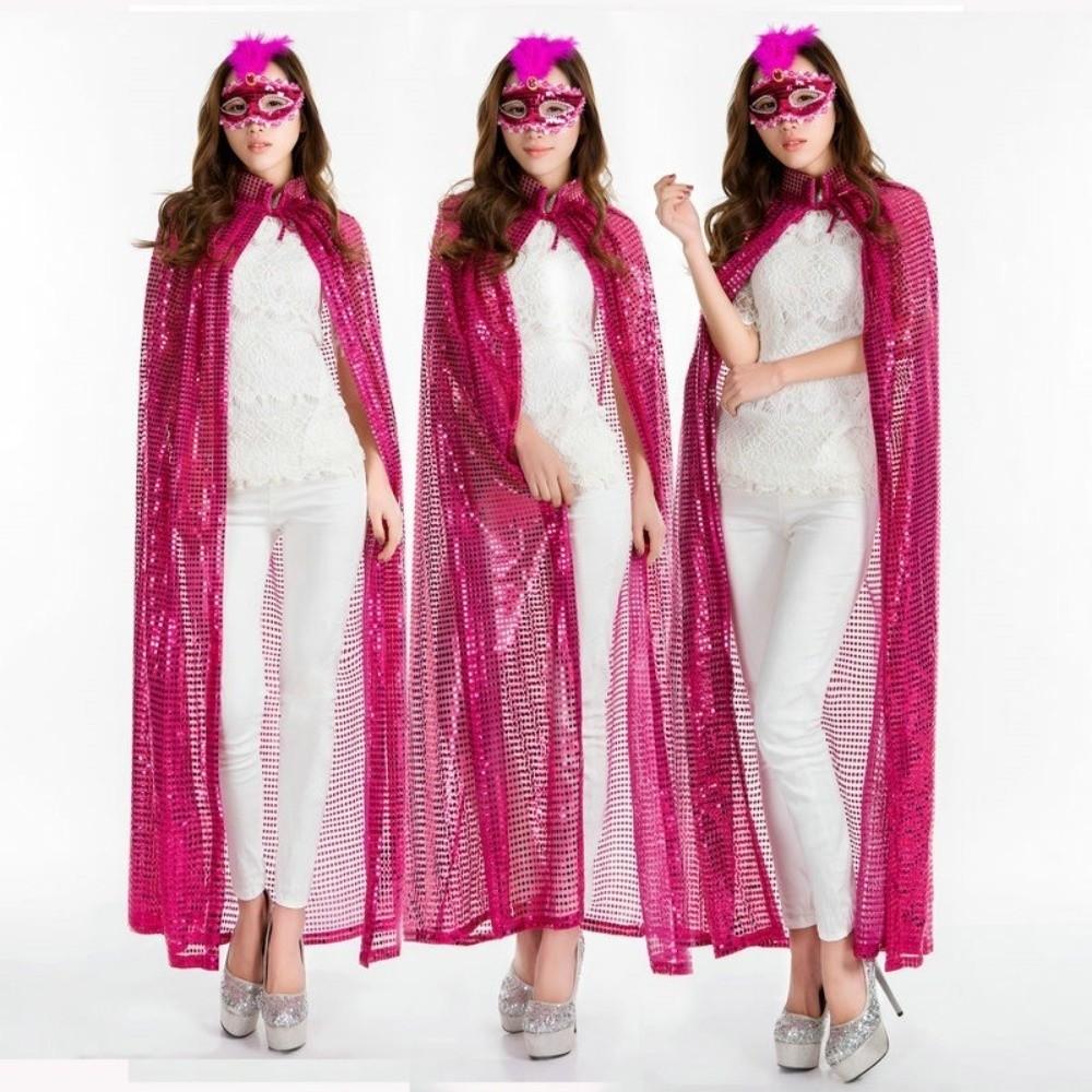Vintage Shiny Sequin Cape Fantasy Shiny Cloak New Halloween Cosplay Robe Party