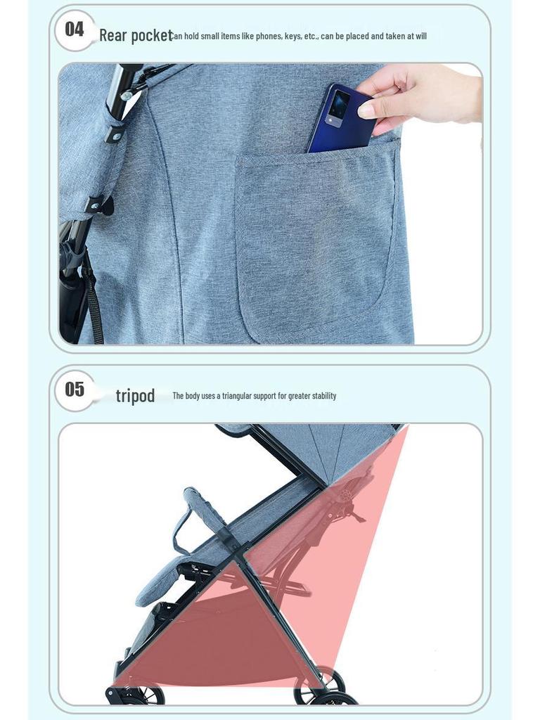 Huaying Lightweight Foldable Baby Stroller - Sit & Recline, One-Button Fold, Ideal for Newborns & Toddlers