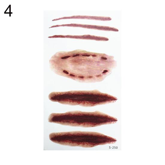 3D Хэллоуин Кровавый Шрам Временная Татуировка Наклейка Косплей Боди-Арт Макияж Наклейка