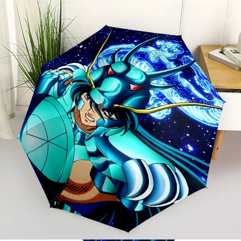 Saint Seiya Print Automatic Open Close Umbrella, Portable Foldable Umbrella, for Outdoor Commute Camping Trip, Ideal Birthday Gift