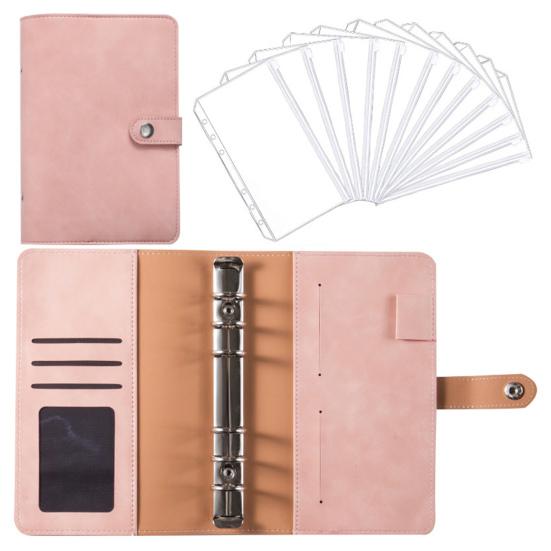 Бюджетный планировщик с пряжкой для дизайна, для хранения из искусственной кожи, 6 колец, бюджетный планировщик, папка для блокнота, офисные принадлежности