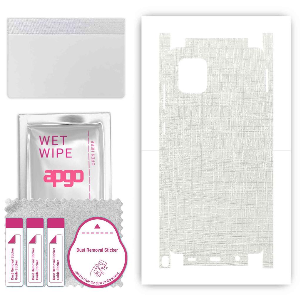 apgo Protective Skin Sticker for the Back+sides Compatible with Samsung Galaxy Note 10 Lite, Full Wrap Film, Foil, Vinyl - Pattern White Fabric