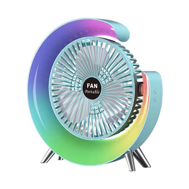 USB Desk Fan 3 Speeds with Colorful Light Personal Fan 180 Degree Rotatable Desktop Fan for Home Office Bedroom Dorm Summer Gift