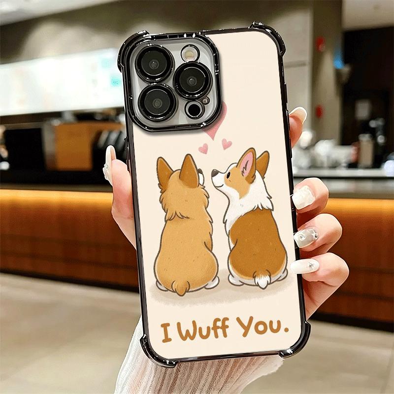 Corgi Dog Cute Plating Phone Case For Iphone 16 17 Pro Max Air 16E 14 15 Plus 12 13 Mini Anti-Fall Airabag Cover