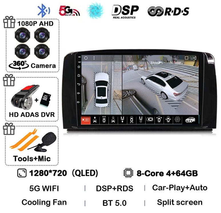 Android 14 Carplay для Mercedes Benz R-Class R Class W251 R280 R300 R320 2005-2017 Автомобильный Радио Мультимедиа Видео Плеер GPS Стерео