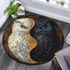 Yin Yang Owl Round Area Rug,Carpet Rug for Living Room Bedroom Sofa Playroom Decor,Non-slip Floor Mat