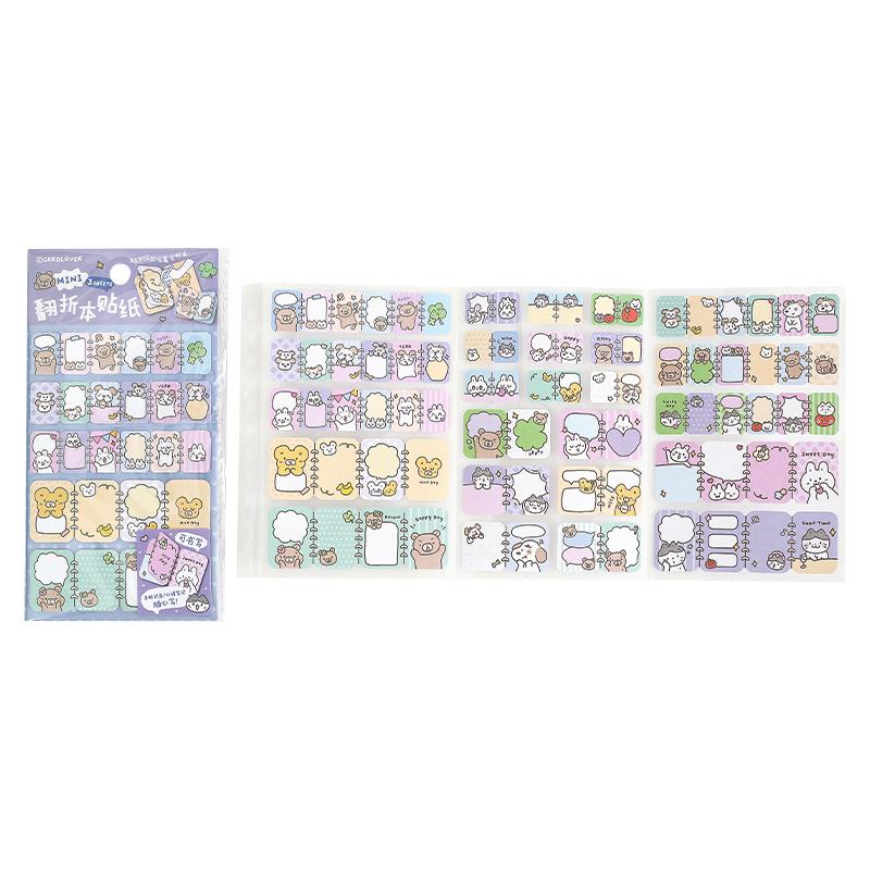 Mini Cartoon Sticker Book Cute Animal Fold Sticker for DIY Scrapbooking Adorable Decal for Journal Decoration Kawaii Stationery