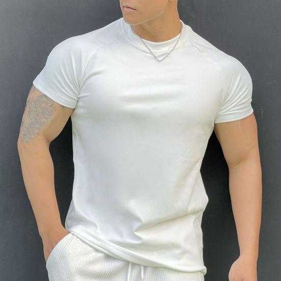 Men Fitness T-shirts Slim Fit Turtleneck Short Sleeve Undershirt Gym Fitness Tee Casual Base Layer Muscle Top for Workout Travel Office