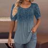 Женские пышные туники с короткими рукавами, топы, плиссированные блузки с воротником, повседневные свободные весенне-летние футболки