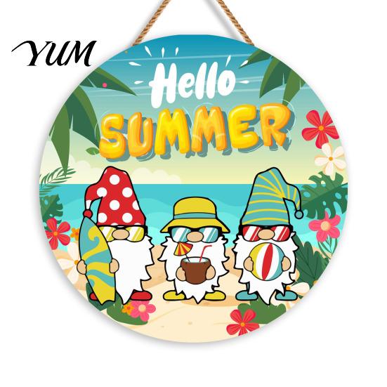 Colorful Summer Home Wall Decor Wooden Hanging Sign, Beach Style with Hemp Rope, Swimming Pool Area Sign Indoor Outdoor Theme Decoration for