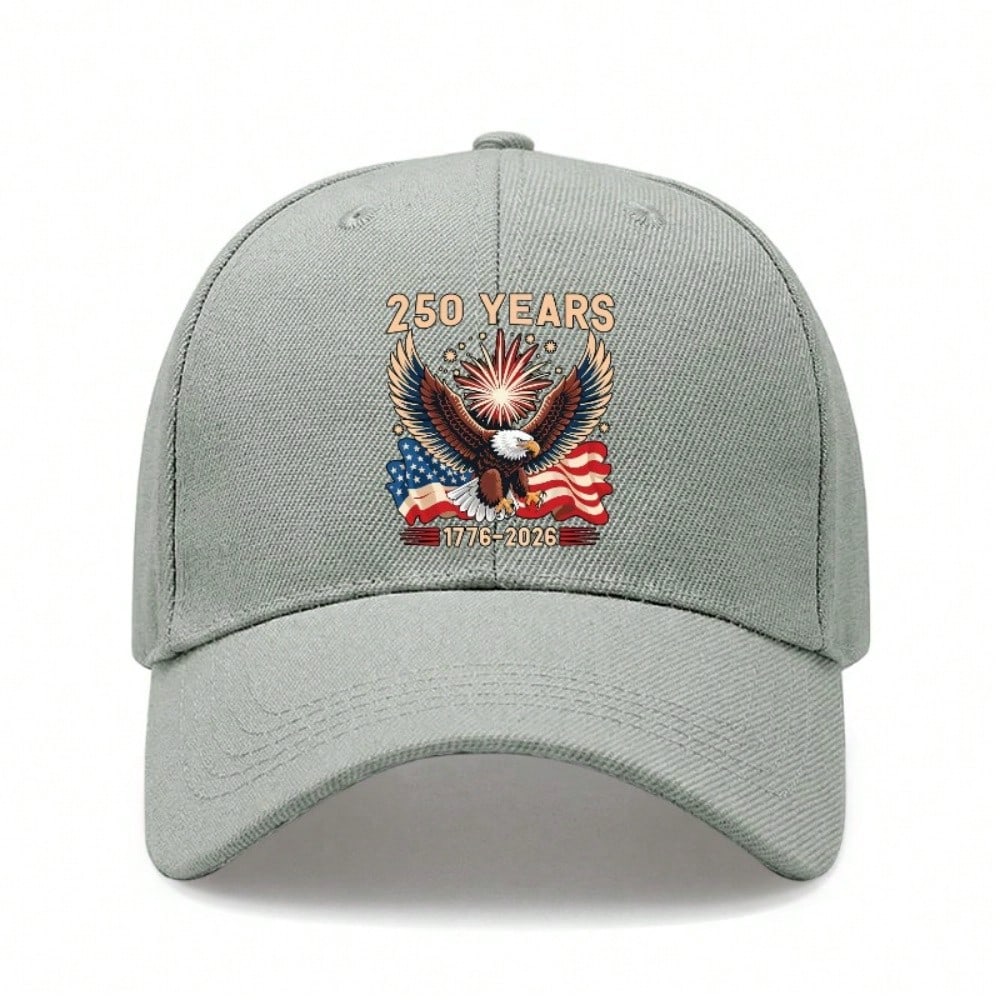 [250 Years Baseball Cap] Unisex Adjustable Polyester Printed Eagle Vintage Style Baseball Hat For Patriotic Holiday & Daily Wear