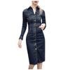 Women  Winter Office Slim Jeans Mid-Cuff Dress With Belt For Women  Jeans Dress