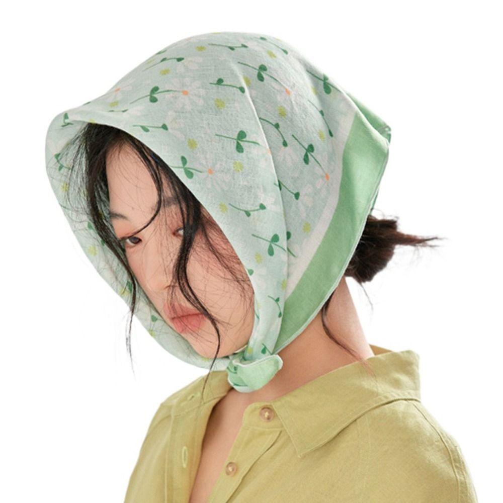 Hair Decorate Sunscreen Neck Tie Flower Silk Scarf Female Printed Scarf Hair Band Square Scarf