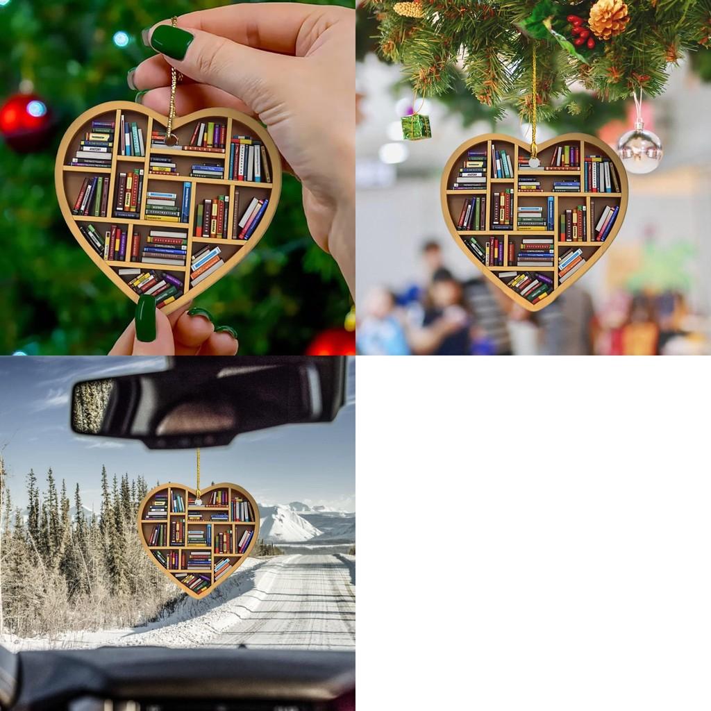 Contemporary Heart Shaped Acrylic Ornament For Book Lovers Ideal For Car And Home Decoration