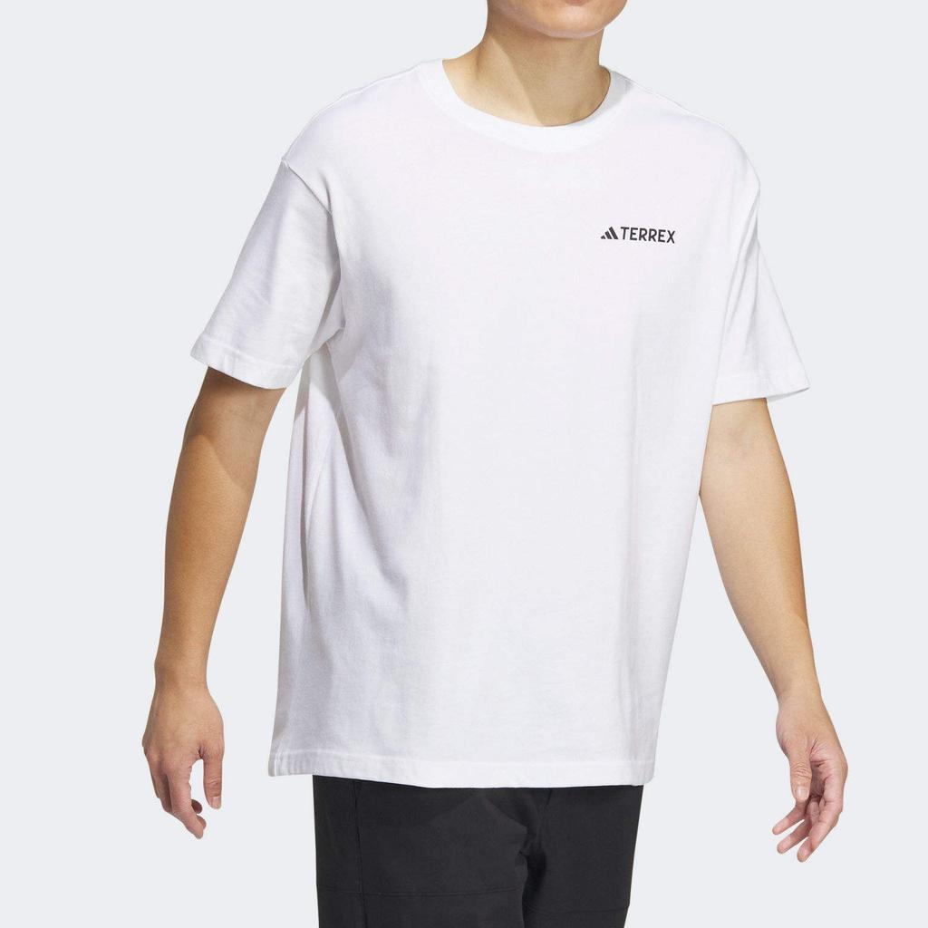 Adidas Футболка унисекс с коротким рукавом и принтом букв Terrex, свободная, для спорта на открытом воздухе, белая IB8693