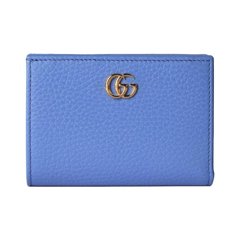 Gucci Double G light gold hardware leather wallet women's light purple