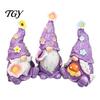 Holiday Gift for Garden Lovers 3PCS Lavender Gnome Elf Figurines Set, Resin Spring Floral Decor Purple Home Decorations Tray Ornaments, Decorative