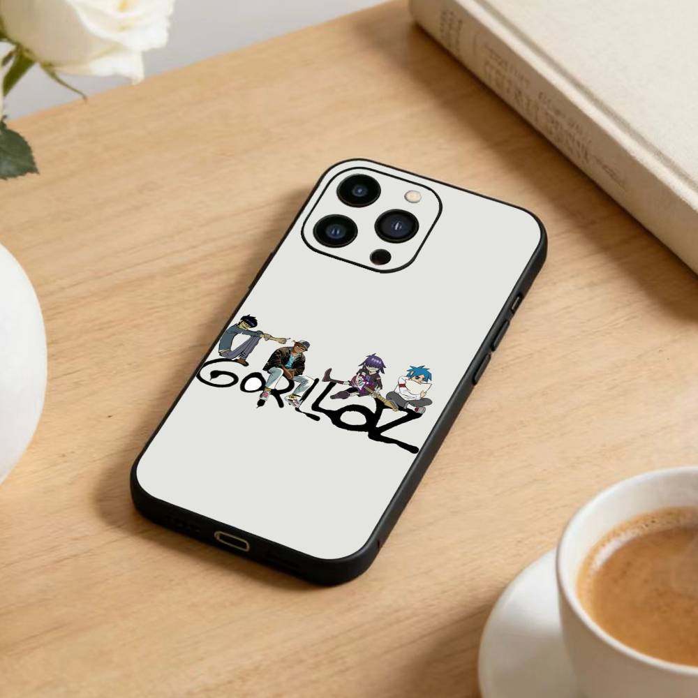 Комикс R-Rock Band G-gorillaz Чехол для телефона для iPhone 17 16 15 14 13 12 Max Plus Силиконовый Черный Чехол