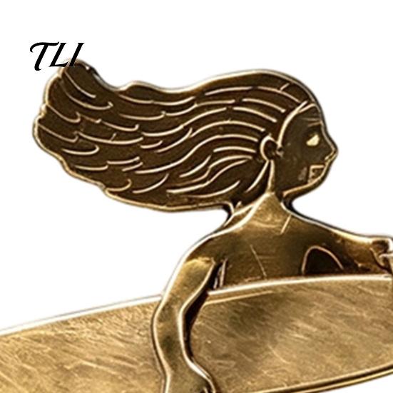 Coat Brooch Accessory 2/3/5Pcs Retro Surfing Girl Pin, Holding Surfboard Vintage Clothing Alloy Badge, Decorative Pin for Bags Scarves