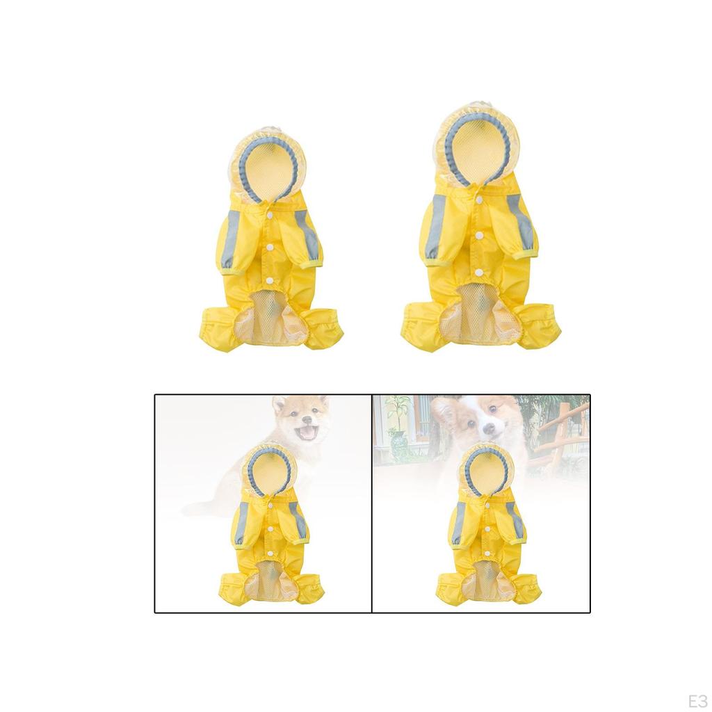 Dog Raincoat Rain Jacket Cartoon Dinosaur with Leash Hole Outdoor Pet Clothes Poncho