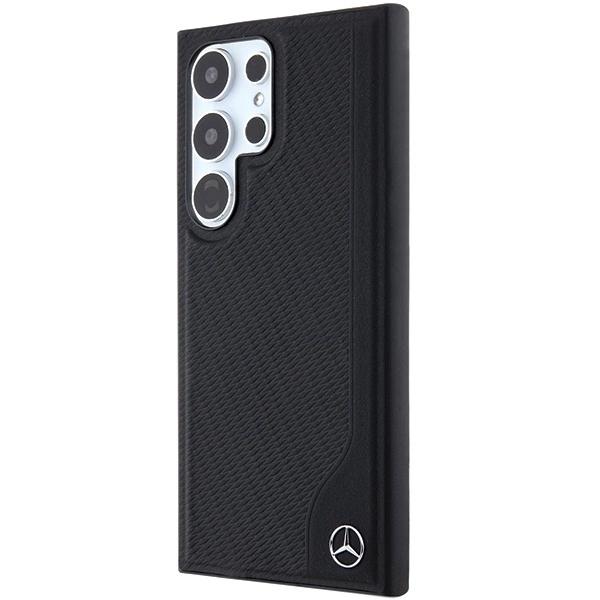 Mercedes Leather Debossed Line Magsafe Case For Samsung Galaxy S24 Ultra - Black