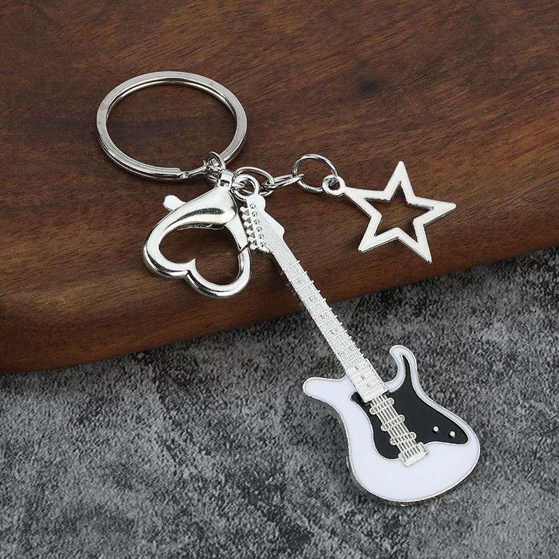 Creative Classic Mini Rock Electric Acoustic Guitar Shaped Keychain Pendant Backpack Decoration Accessories Gifts