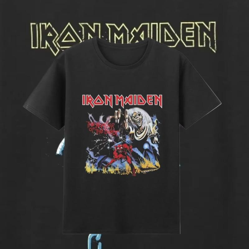 Мужская Женская Железная Футболка Повседневная Powerslave Летняя Футболка Графическая Оверсайз Спортивные Топы Maiden Удобная Уличная Одежда Хлопковые Футболки