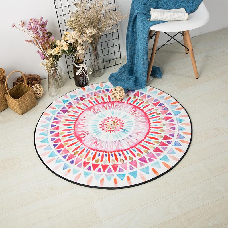 Красочный ковер с геометрическим принтом, стул для гостиной, компьютерный коврик в скандинавском стиле, нескользящий домашний круглый коврик для спальни