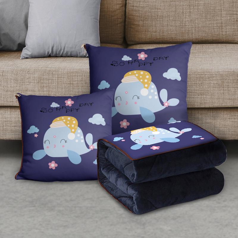 Персонализированная мультяшная флисовая плюшевая подушка-плед