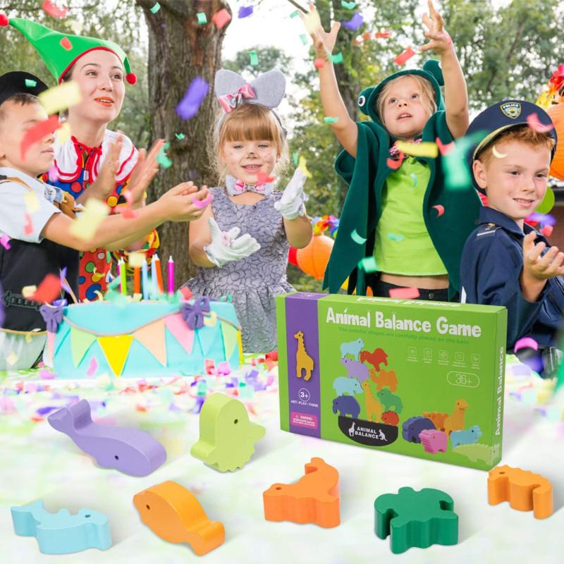 Новые детские деревянные балансирующие блоки с животными Монтессори, настольные игры, игрушка-динозавр, развивающие, штабелируемые, высотные строительные блоки, деревянная игрушка