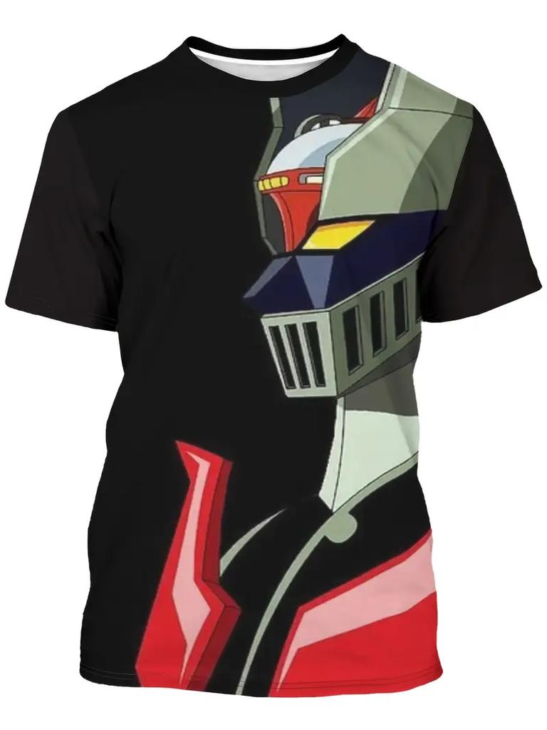 Classic Anime Mazinger Z Robot 3D Printed T-shirt Summer Men's Cartoon Short Sleeved Shirt Harajuku Street Casual Round Neck Pullover